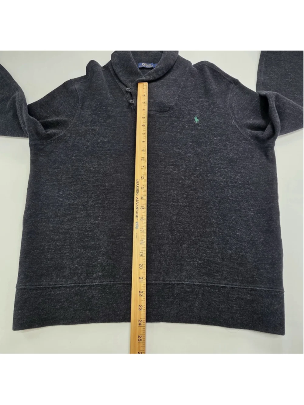 Polo Ralph Lauren Mens XL Cotton Shawl Collar Pullover Sweater Charcoal Gray
